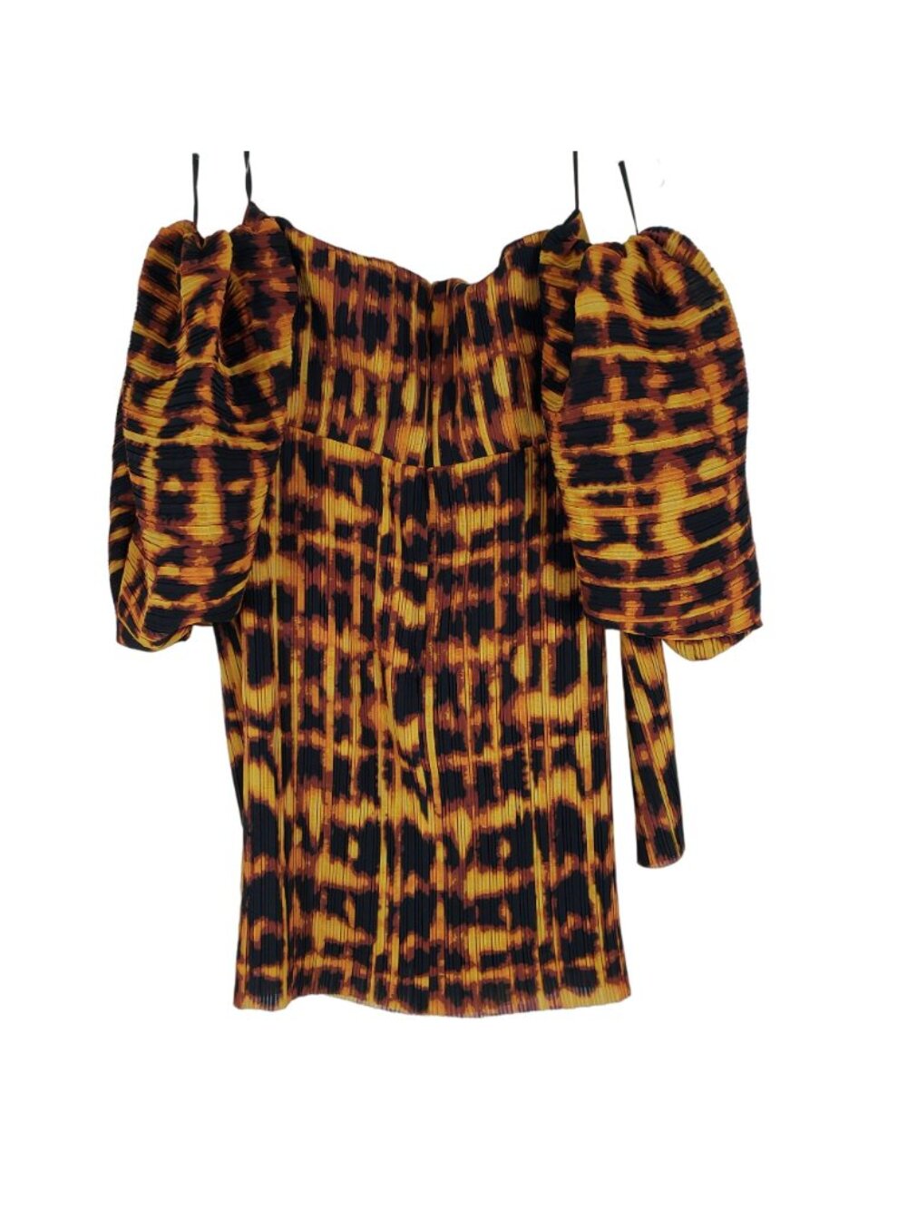 Solace London Skye Pleated Puff Sleeve Leopard Print Mini Dress Mindy Kaling - Picture 5 of 15